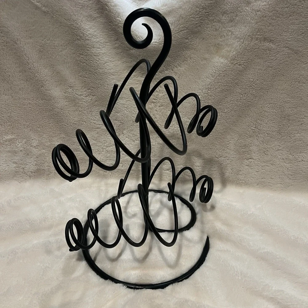 Spiral Metal 4 Bottle‎ Wine Rack - Table Top Wrought Iron 